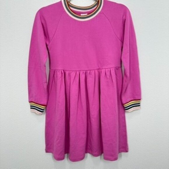 Hanna Andersson Girls Dress Size 10 Long Sleeve Pink Striped Rainbow - Picture 1 of 6